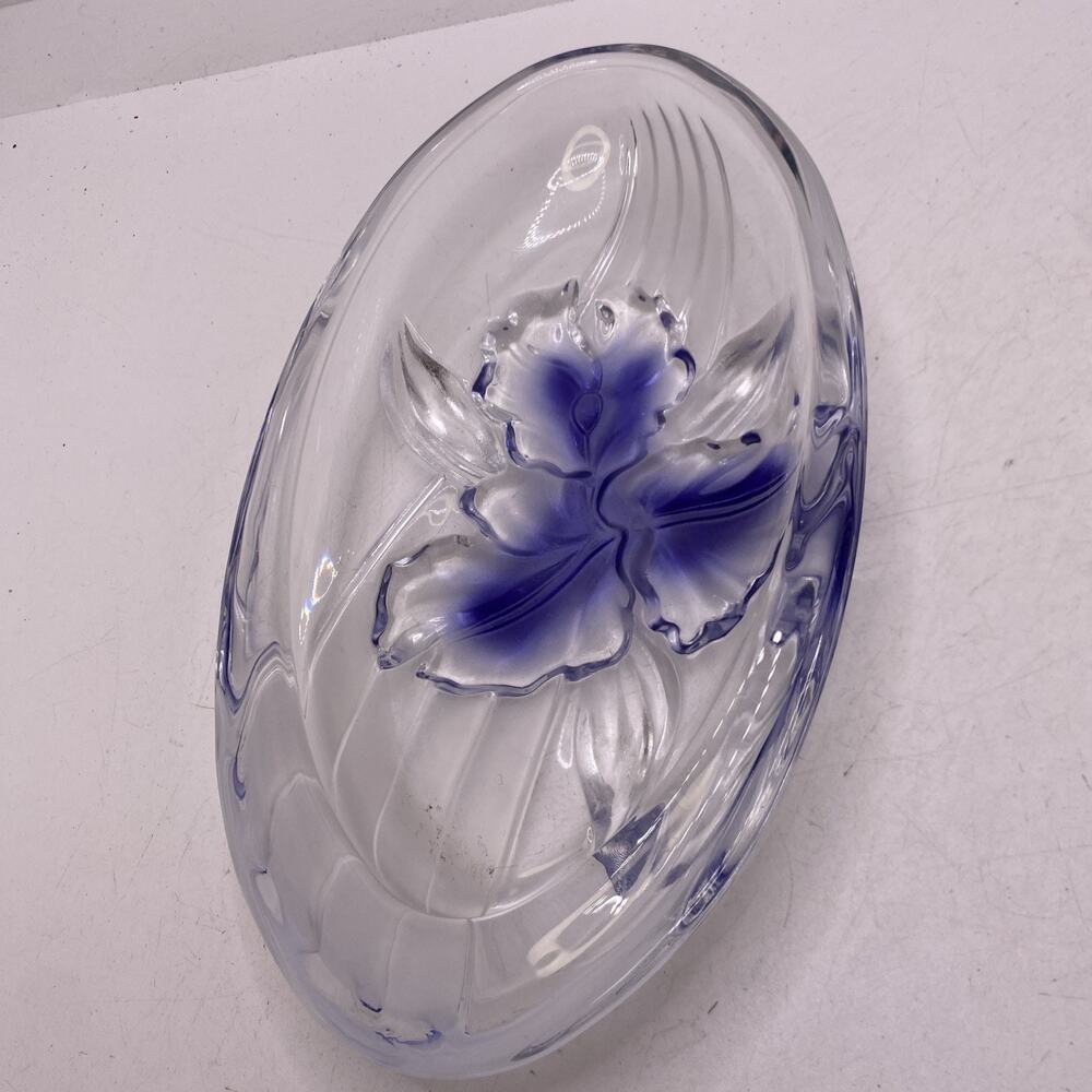 Vintage Studio Nova Blue Flower Crystal Dish